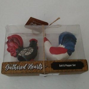 Gathered Hearts Rooster Salt & Pepper 2 PC Set